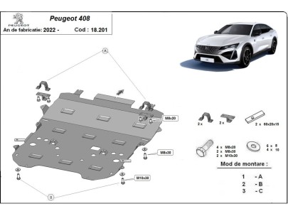 Oceľový kryt motora Peugeot 408 (2022-2025)