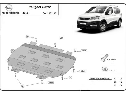 Oceľový kryt motora Peugeot Rifter (2018-2026) 2