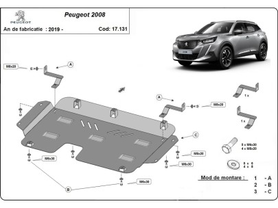 Oceľový kryt motora Peugeot 2008 (2019-2026) 2