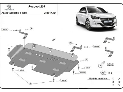 Oceľový kryt motora Peugeot 208 (2019-2025) 2