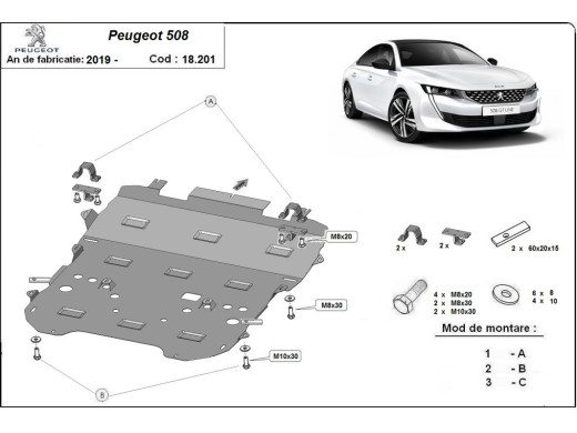 Oceľový kryt motora Peugeot 508 (2018-2025)Peugeot 508