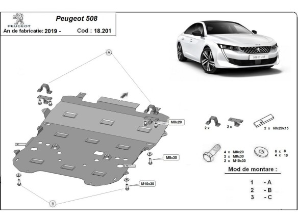 Oceľový kryt motora Peugeot 508 (2018-2026)