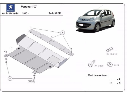 Oceľový kryt motora Peugeot 107 (2006-2014)Peugeot 107