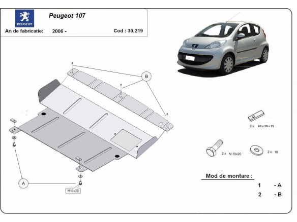 Oceľový kryt motora Peugeot 107 (2006-2014)Peugeot 107