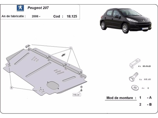 Oceľový kryt motora Peugeot 207 (2006-2014)Peugeot 207