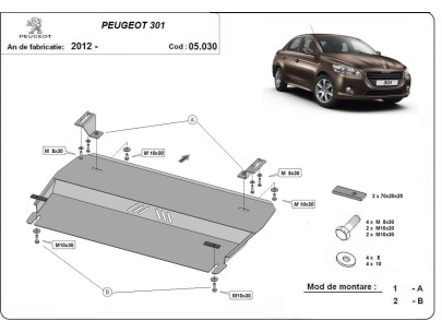 Oceľový kryt motora Peugeot 301 (2012-2025) 2