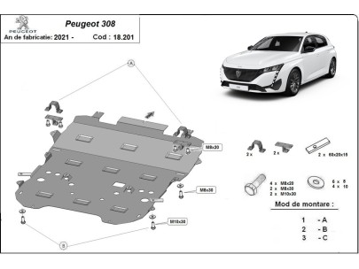 Oceľový kryt motora Peugeot 308 (2018-2025) 2