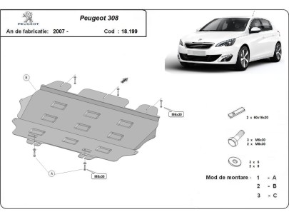 Oceľový kryt motora Peugeot 308 (2007-2017) 2