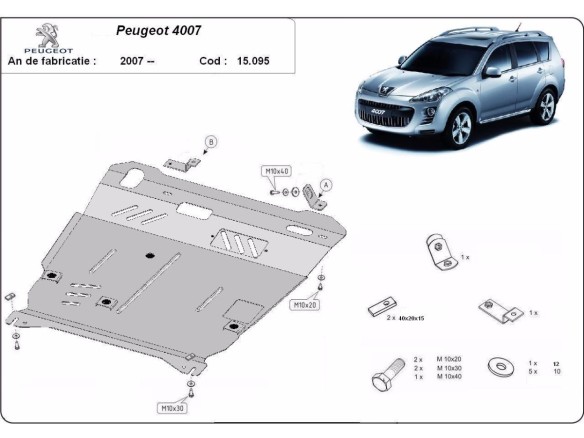 Oceľový kryt motora Peugeot 4007 (2007-2012)Peugeot 4007