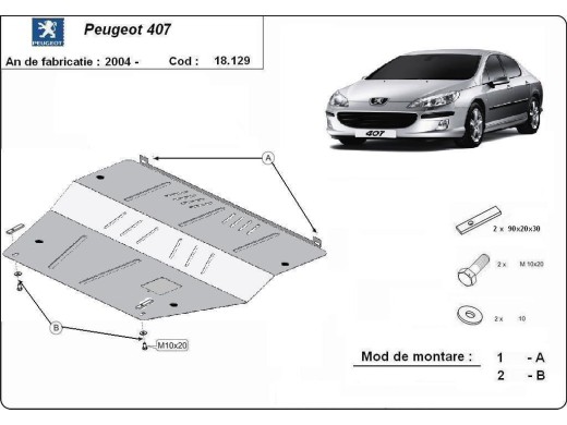 Oceľový kryt motora Peugeot 407 (2004-2011)Peugeot 407
