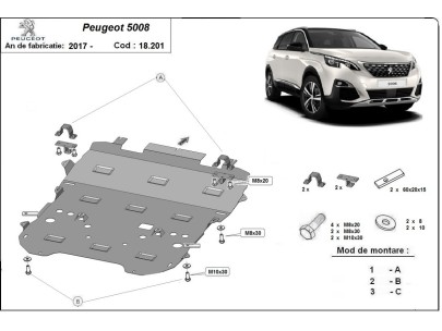 Oceľový kryt motora Peugeot 5008 (2017-2025) 2