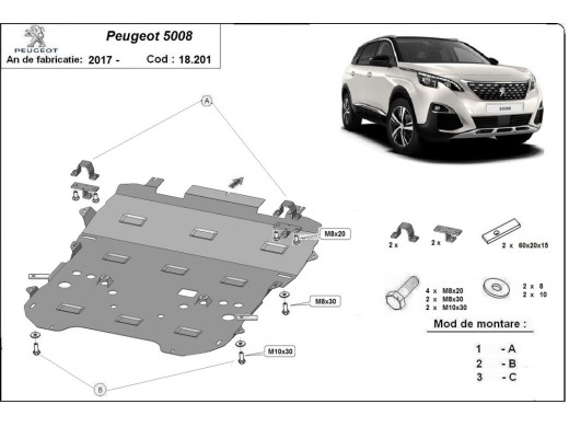 Oceľový kryt motora Peugeot 5008 (2017-2026)