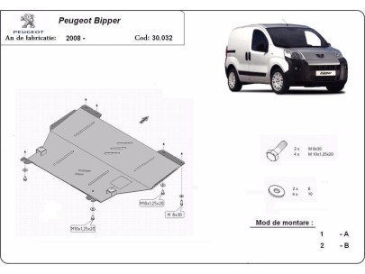 Oceľový kryt motora Peugeot Bipper (2007-2021) 2
