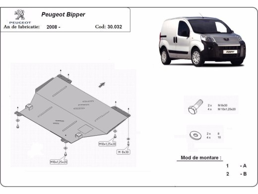 Oceľový kryt motora Peugeot Bipper (2007-2021)Peugeot Bipper