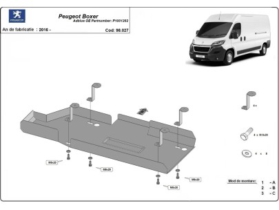 Oceľový kryt AdBlue Peugeot Boxer P1001282 (2016-2026)