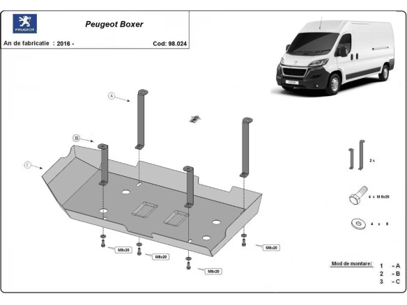 Oceľový kryt AdBlue Peugeot Boxer (2016-2025)Peugeot Boxer