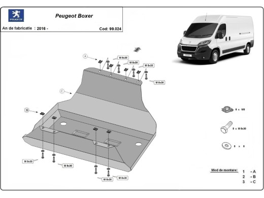 Oceľový kryt palivovej nádrže Peugeot Boxer (2016-2026)