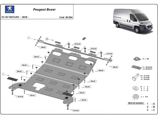Oceľový kryt motora Peugeot Boxer (2016-2026)