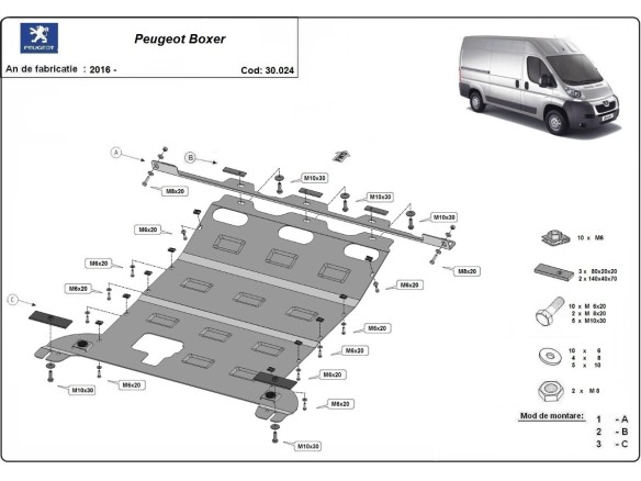 Oceľový kryt motora Peugeot Boxer (2016-2026)