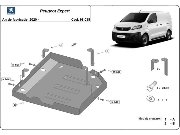 Oceľový kryt AdBlue Peugeot Expert (2020-2026)