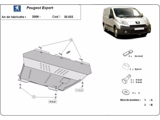Oceľový kryt motora Peugeot Expert (2006-2016)Peugeot Expert