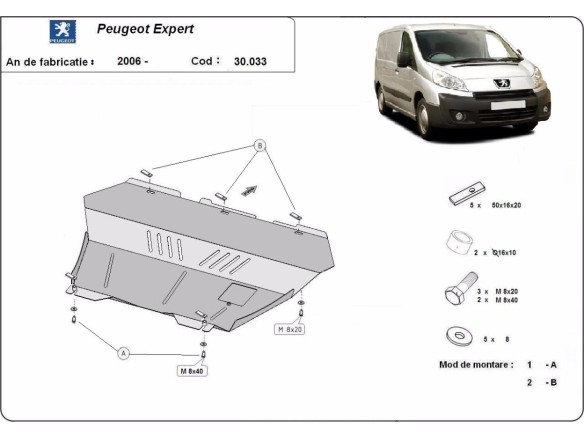 Oceľový kryt motora Peugeot Expert (2006-2016)Peugeot Expert