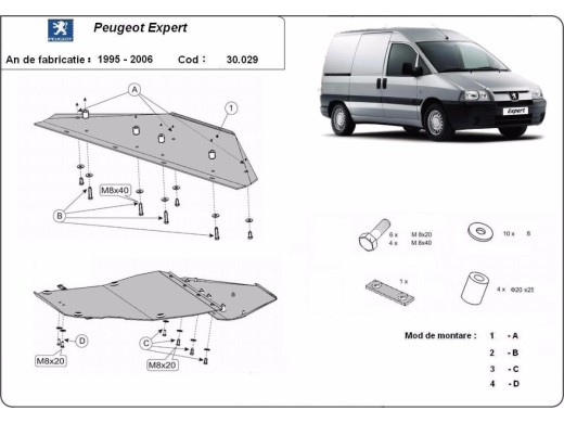 Oceľový kryt motora Peugeot Expert (1995-2006)Peugeot Expert