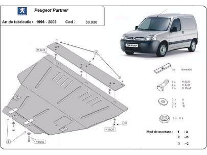 Oceľový kryt motora Peugeot Partner (1996-2008) 2