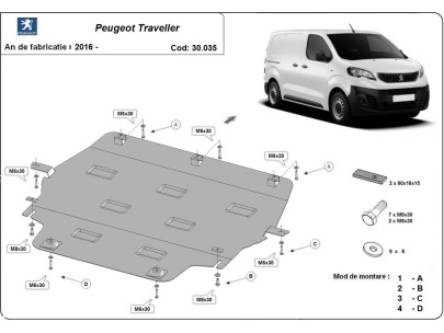 Oceľový kryt motora Peugeot Traveller (2016-2026) 2