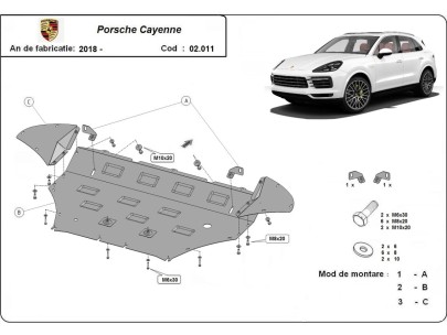 Oceľový kryt motora Porsche Cayenne (2018-2026) 2