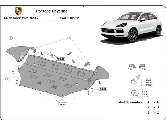 Oceľový kryt motora Porsche Cayenne (2018-2026)
