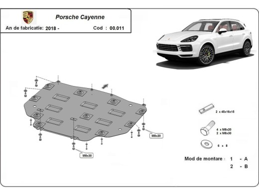 Oceľový kryt prevodovky Porsche Cayenne (2018-2025)Porsche Cayenne