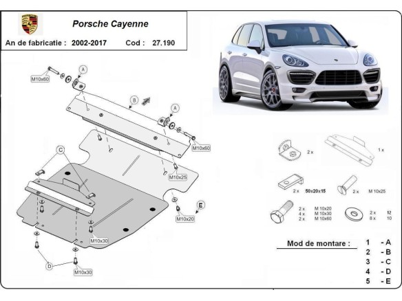 Oceľový kryt motora Porsche Cayenne (2002-2017)Porsche Cayenne