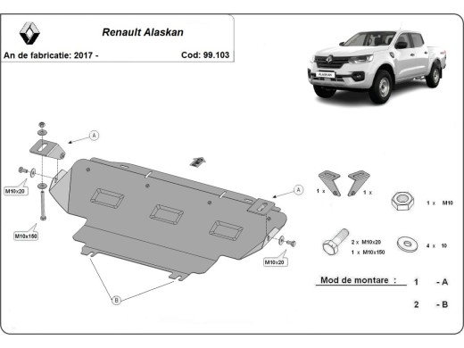 Oceľový kryt chladiča Renault Alaskan (2017-2026)