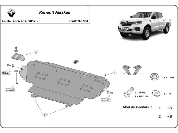 Oceľový kryt chladiča Renault Alaskan (2017-2026)