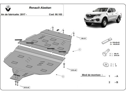 Oceľový kryt prevodovky Renault Alaskan (2017-2025)