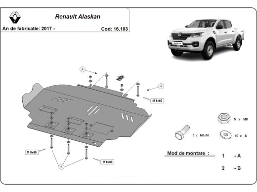 Oceľový kryt motora Renault Alaskan (2017-2026)