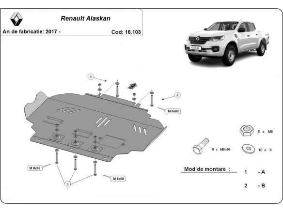 Oceľový kryt motora Renault Alaskan (2017-2025)Renault Alaskan