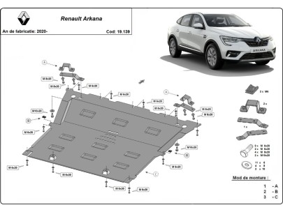 Oceľový kryt motora Renault Arkana (2020-2025) 2