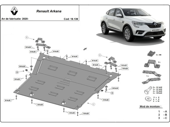 Oceľový kryt motora Renault Arkana (2020-2025)Renault Arkana