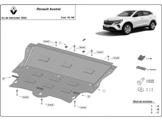 Oceľový kryt motora Renault Austral (2022-2025)Renault Austral