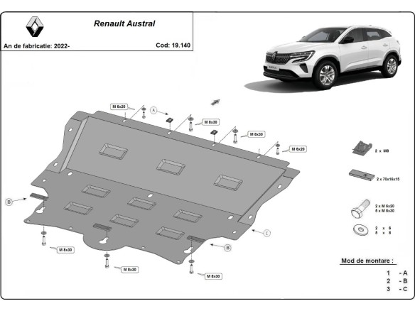 Oceľový kryt motora Renault Austral (2022-2026)