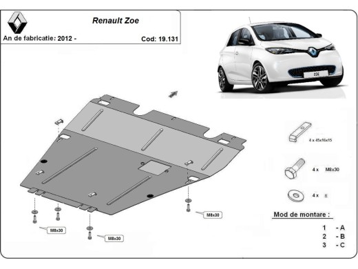 Oceľový kryt motora Renault Zoe (2012-2026)