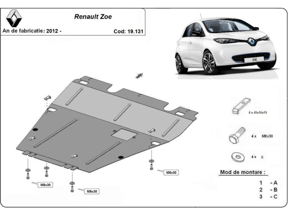 Oceľový kryt motora Renault Zoe (2012-2026)