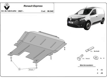 Oceľový kryt motora Renault Express (2021-2025) 2