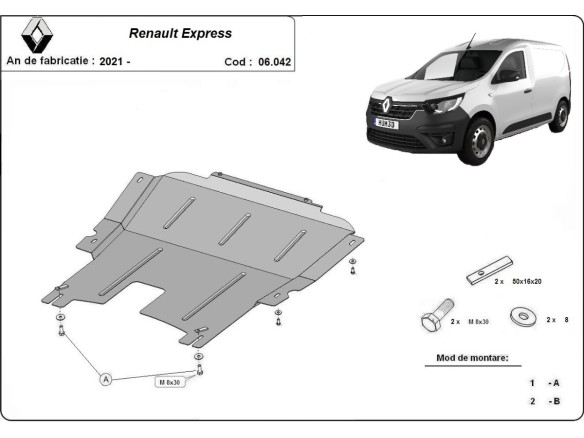 Oceľový kryt motora Renault Express (2021-2025)Renault Express