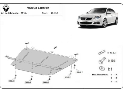 Oceľový kryt motora Renault Latitude (2010-2015) 2