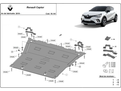 Oceľový kryt motora Renault Captur (2019-2025) 2