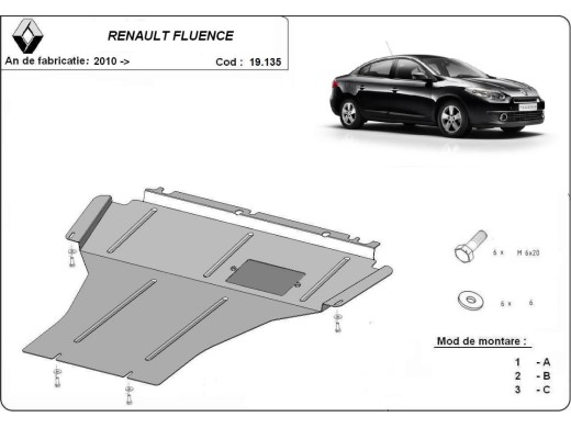 Oceľový kryt motora Renault Fluence (2010-2015)Renault Fluence