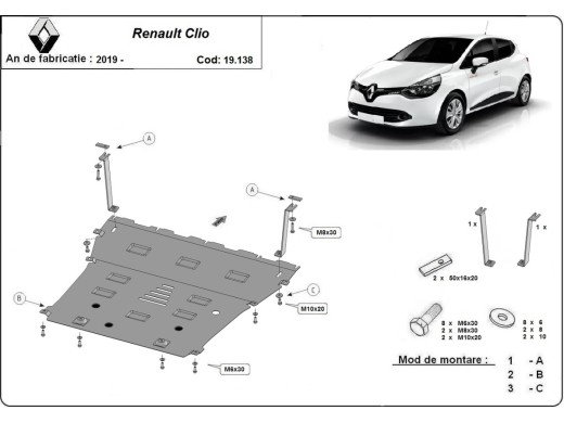 Oceľový kryt motora Renault Clio 5 (2019-2025)Renault Clio